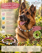 CORAZON Duft-Halsband für Hunde – Rosenquarz, Aquamarin & Citrin