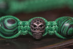 Shamballa-Armband – Malachit, Silber & schwarzer Totenkopf | CORAZON DESIGN