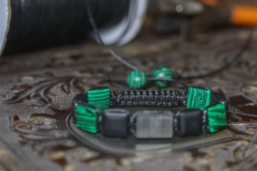 Shamballa-Armband – Malachit, Onyx, Titan & grauer Naturstein |CORAZON DESIGN