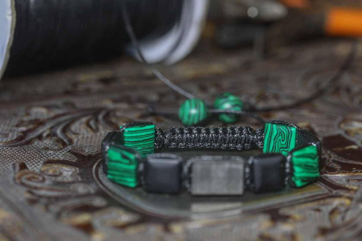 Shamballa-Armband – Malachit, Onyx, Titan & grauer Naturstein |CORAZON DESIGN
