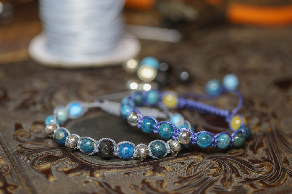 Shamballa-Armband Apatit, Citrin & Silber |CORAZON DESIGN