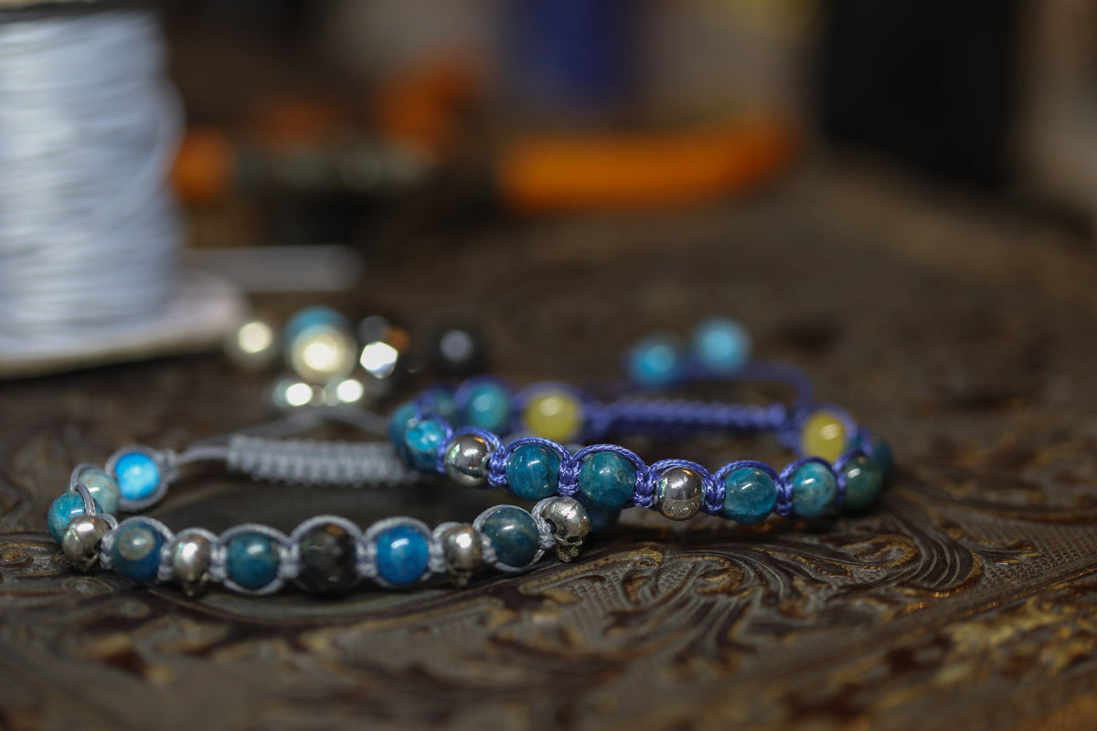 Shamballa-Armband Apatit, Citrin & Silber |CORAZON DESIGN
