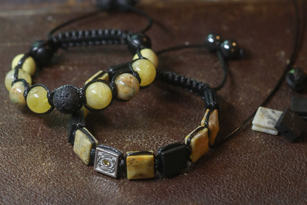 Shamballa-Armband – Lava, Citrin & schwarzer Onyx | CORAZON DESIGN