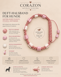 CORAZON Duft-Halsband für Hunde – Rosé mit rosa & weißen Keramik-Duftperlen