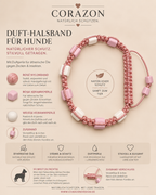 CORAZON Duft-Halsband für Hunde – Rosé mit rosa & weißen Keramik-Duftperlen