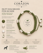 CORAZON Duft-Halsband für Hunde – Grün mit weißen Keramik-Duftperlen