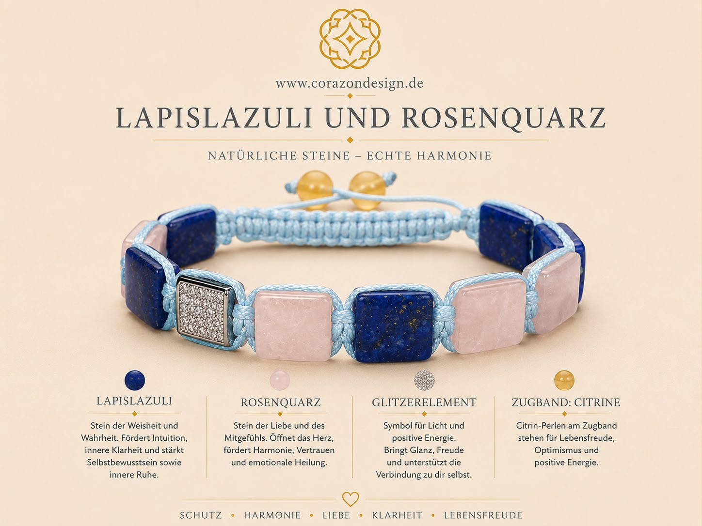 Lapis Lazuli and Rose Quartz Harmony Bracelet