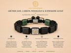 Grüner Jade, Carbon & Weißgold – Exklusives Shamballa Armband