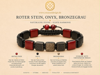 Roter Stein, Onyx & Bronzegrauem Armband