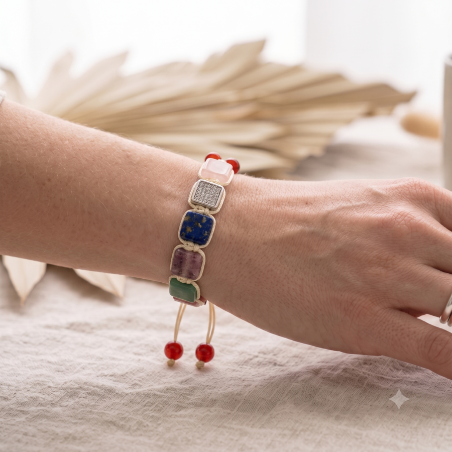 Rosequartz, Lapislazuli & Gruner Jade Armband