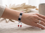 Onxx , Rosenquarz &  Rote Tibetische Perle  Bracelet