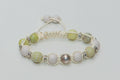 Green Jasper, Silver-Plated Bead, and White Aroma Ceramic Harmony Bracelet