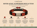 Shamballa Armband – Roter Achat, schwarzer Onyx & Titan | CORAZON Design