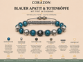 Shamballa Armband – Blauer Apatit, Sterling-Silber Totenköpfe & Black Diamond | CORAZON Design